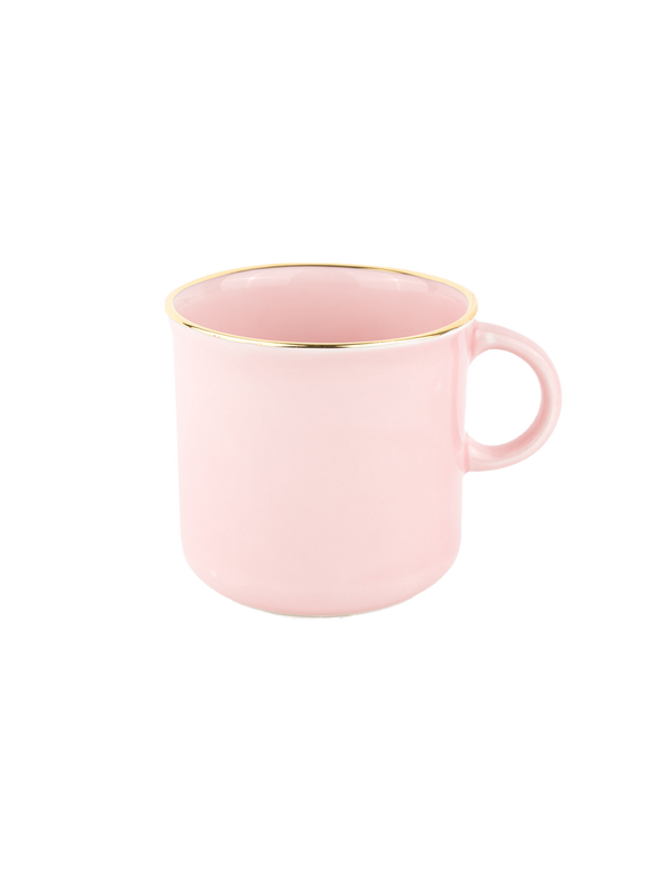 tazza in ceramica fatta a mano con doratura pink