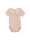 Pointelle baby bodysuit with short sleeves