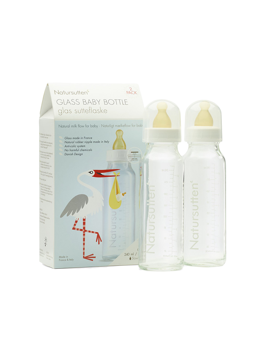 anti-colic glass feeding bottle 2 pcs.