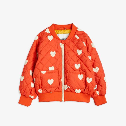 Chaqueta bomber acolchada con corazones