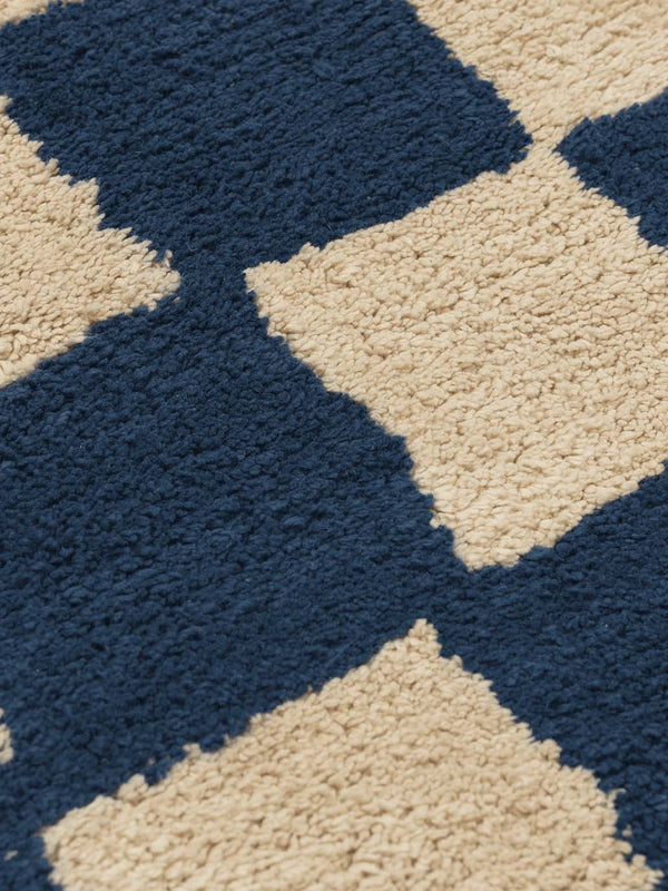 Cotton Mara washable rug deep blue