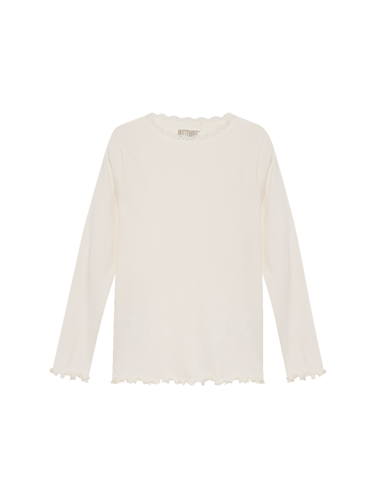 Longsleeve in ribbed cotton with lace