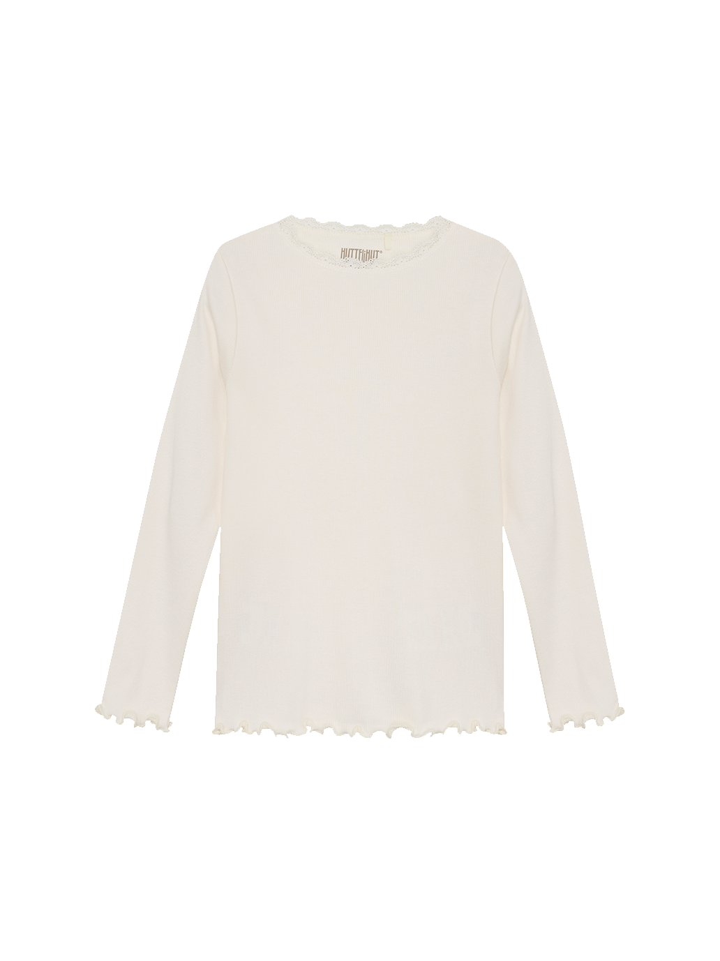 Longsleeve in ribbed cotton with lace