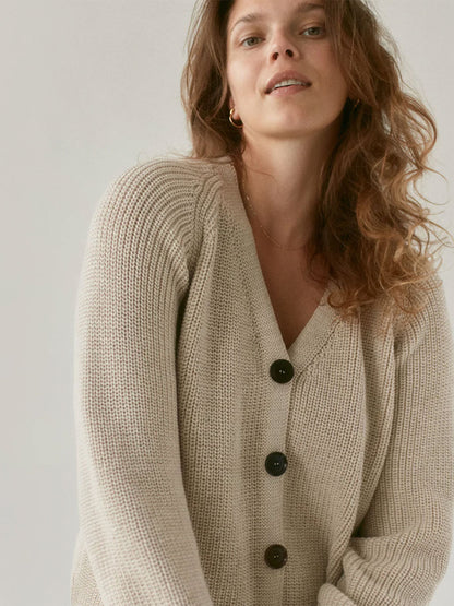 Cardigan da donna in lana merino grosso