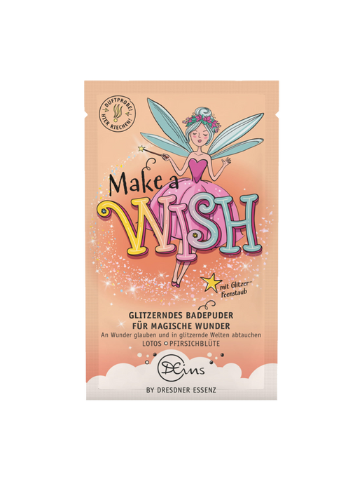Polvo de baño con purpurina para niños. make a wish