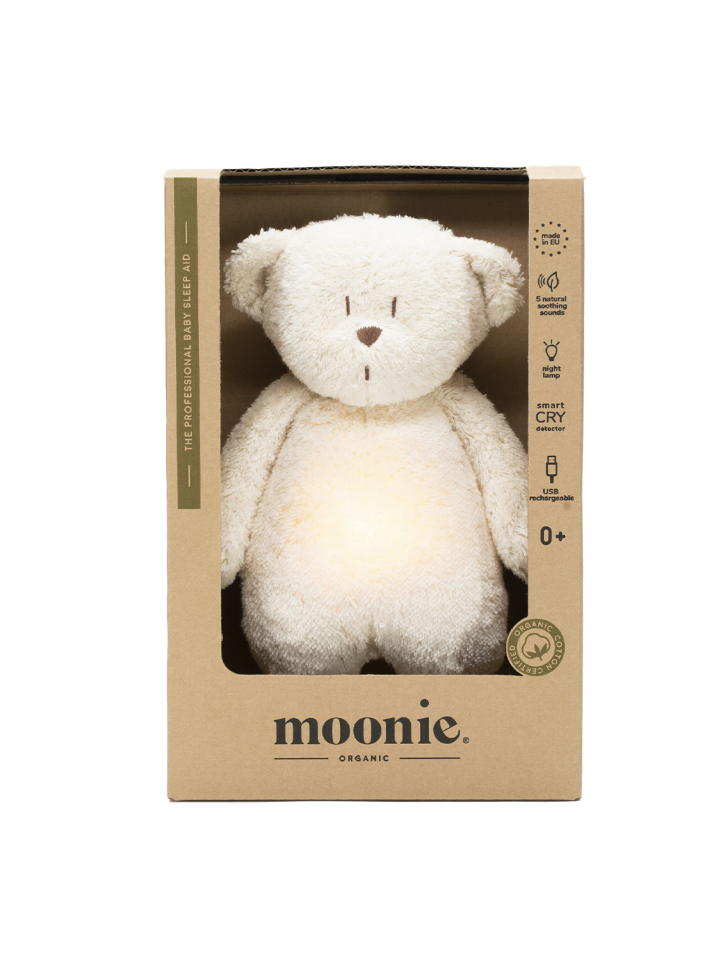 humming organic teddy bear with a bedside lamp