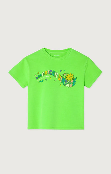 Cotton t-shirt with Fivalley print absinthe fluo