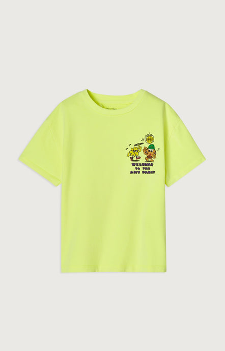 Cotton t-shirt with Fivalley print jaune fluo