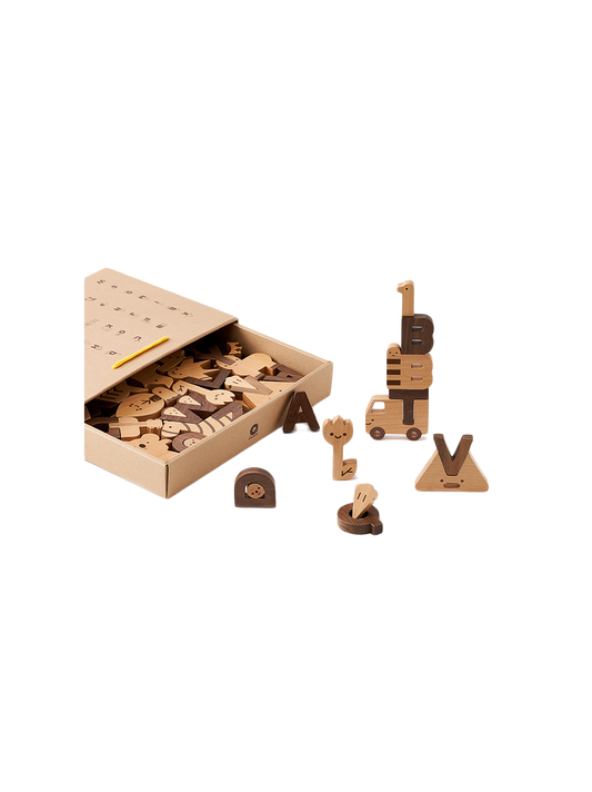 bloques de madera - rompecabezas del sistema del bloque del juego del alfabeto