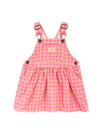 Denim skirt with suspenders pink calcadao