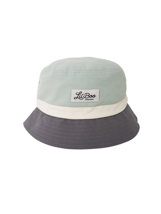 Children's Block Bucket Sun Hat green/grey