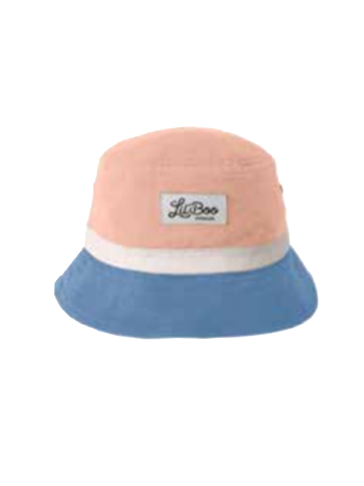 Children's Block Bucket Sun Hat peach