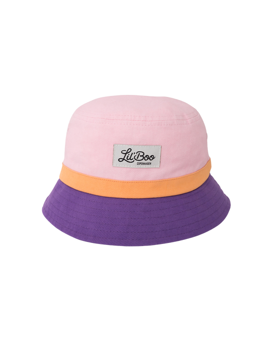 Children's Block Bucket Sun Hat purple/pink/orange