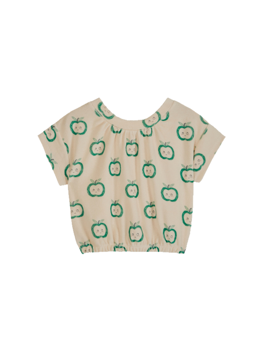 Terry cloth blouse with a print pom