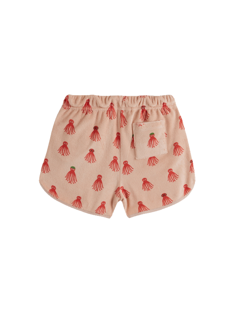 Short shorts in terry fabric with a print