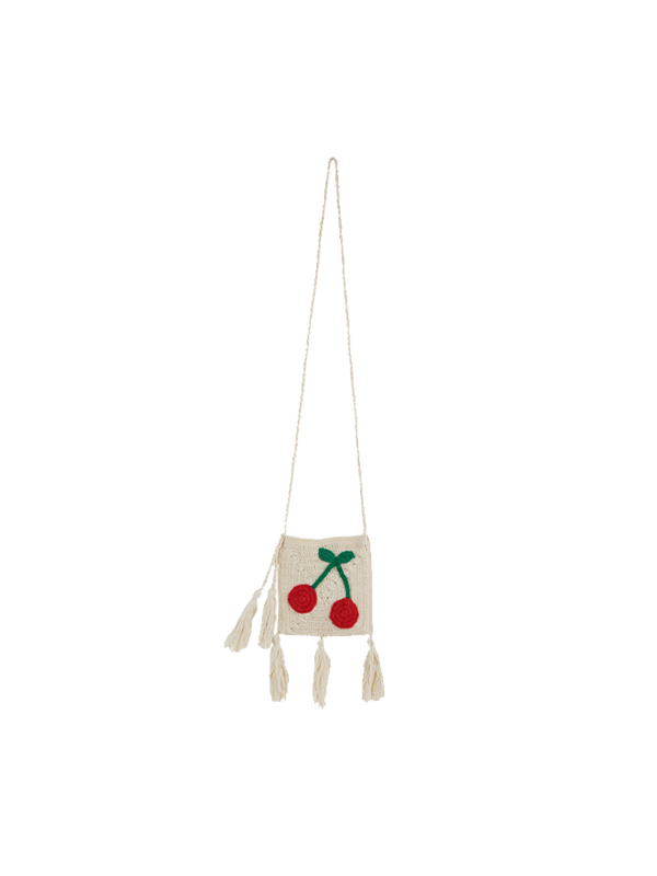 Crochet mini bag ecru cherry