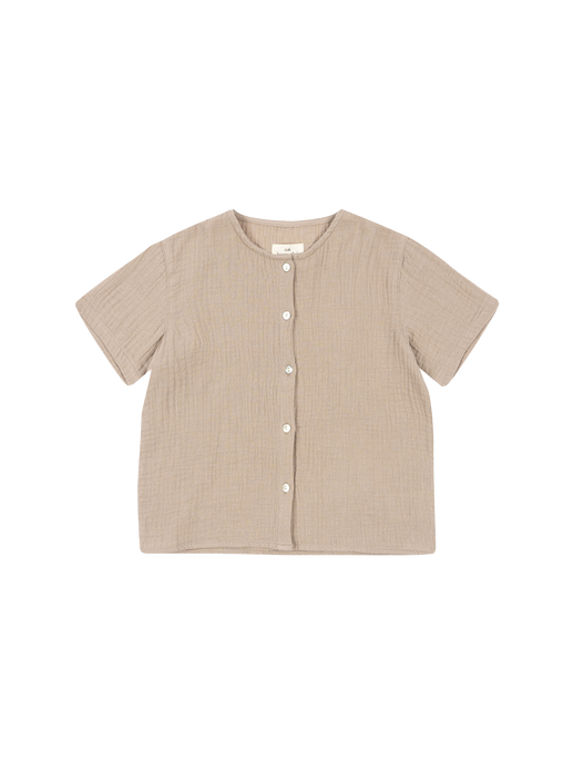 Olive short-sleeved muslin shirt pure cashmere
