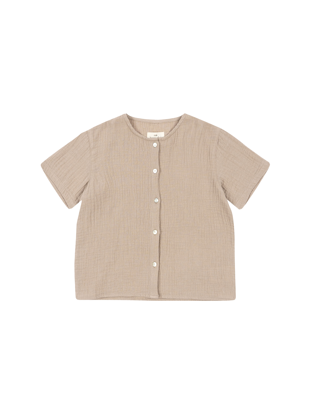 Olive short-sleeved muslin shirt