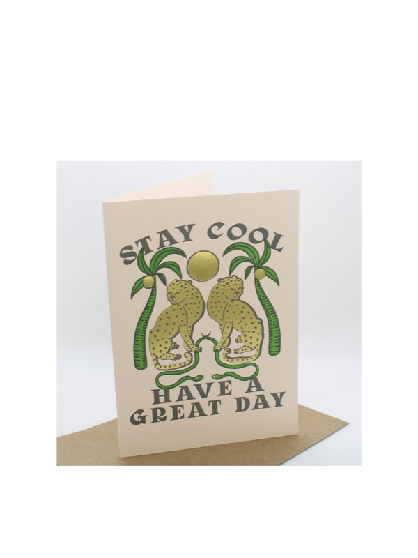 Decorative greetings card with envelope stay cool