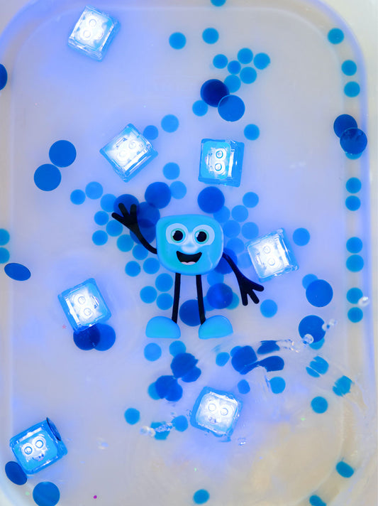 Sensory glowing cubes with a toy