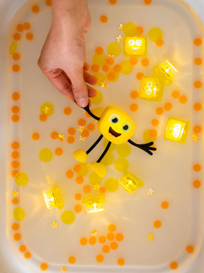 Sensory glowing cubes with a toy