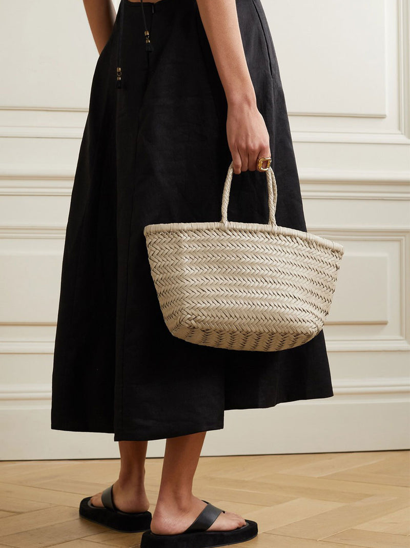 Triple Jump handwoven leather basket