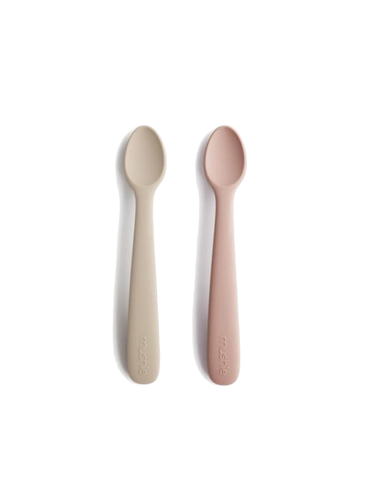 set of 2 silicone spoons for babies blush / shifting sand