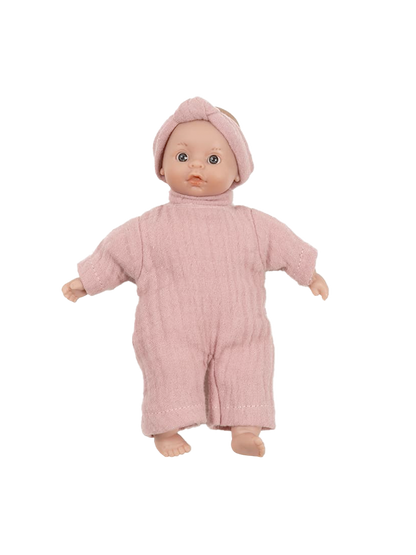 Mini doll 17 cm in muslin bodysuit