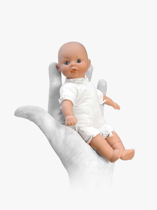 Mini doll 17 cm in muslin bodysuit