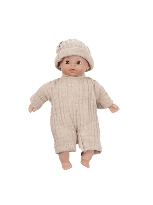 Mini doll 17 cm in muslin bodysuit