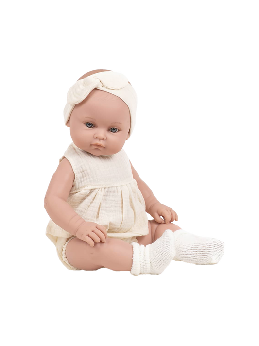 Large baby doll 47 cm in muslin romper