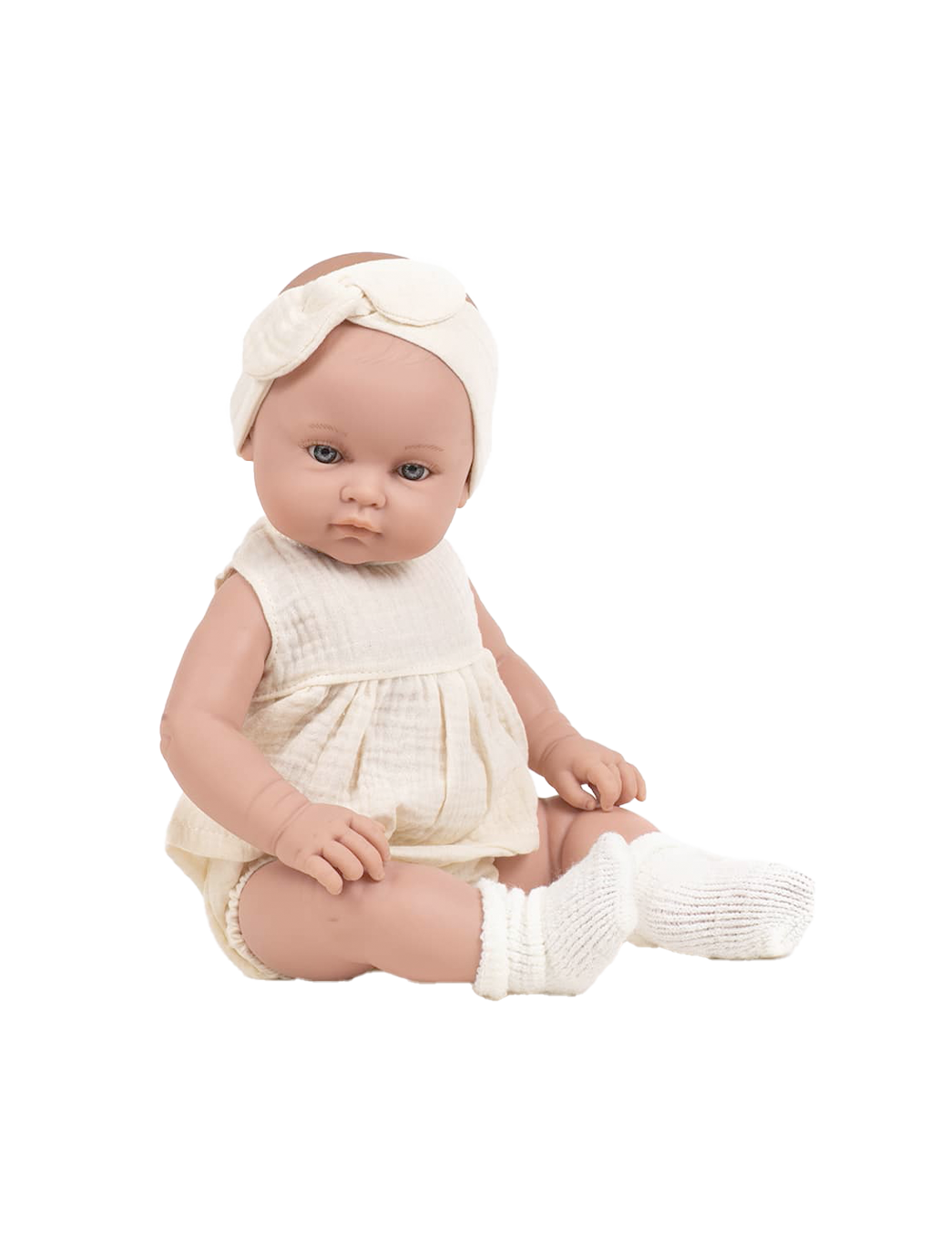 Large baby doll 47 cm in muslin romper