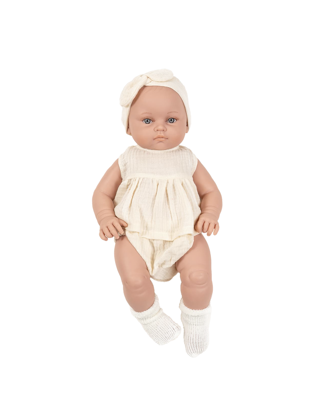 Large baby doll 47 cm in muslin romper