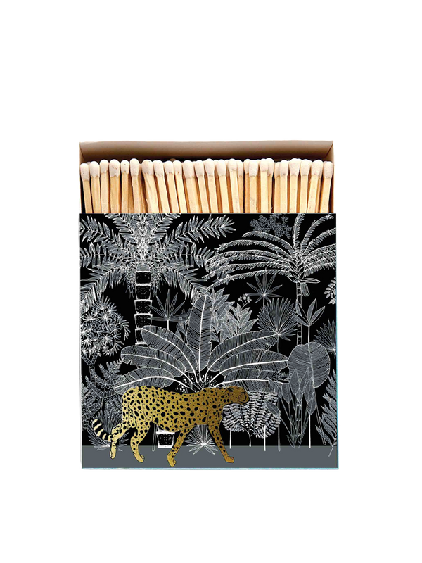 luxury matches in a decorative square box cheetah black
