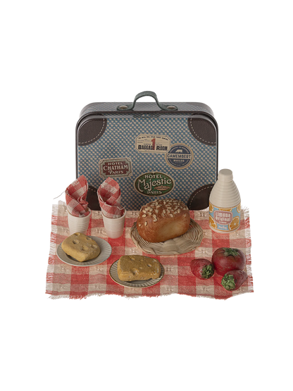 Set da picnic in miniatura in una valigia