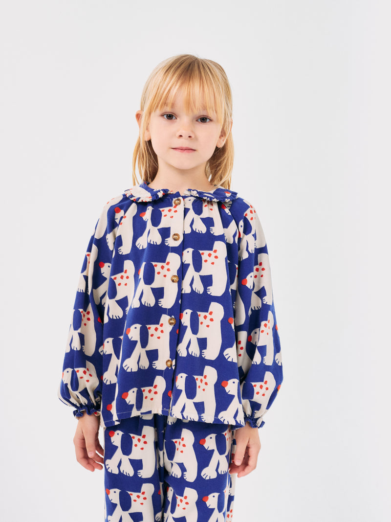 Fairy Dog all over  ranglan sleeve woven blouse