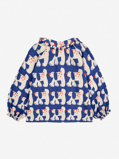 Fairy Dog all over  ranglan sleeve woven blouse