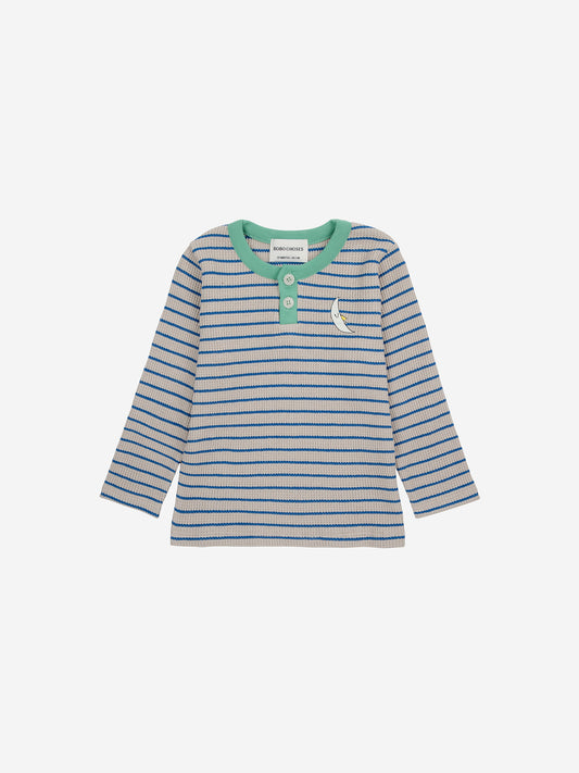 T-shirt Baby Stripes con bottoni waffle