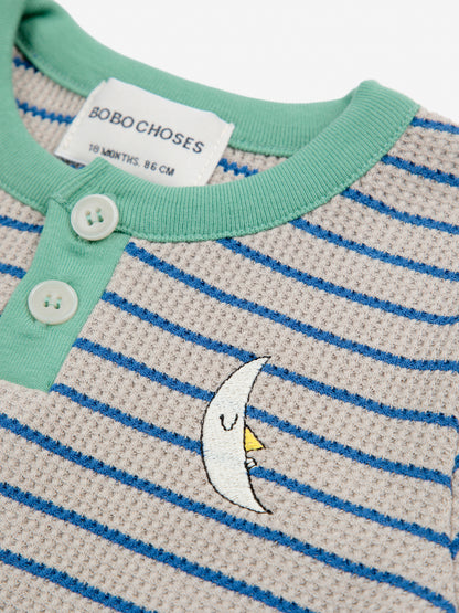 T-shirt Baby Stripes con bottoni waffle