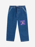 Pantaloni jogger in denim con faccia divertente