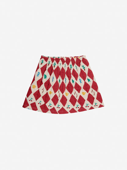 Harlequin all over quilted woven skirt