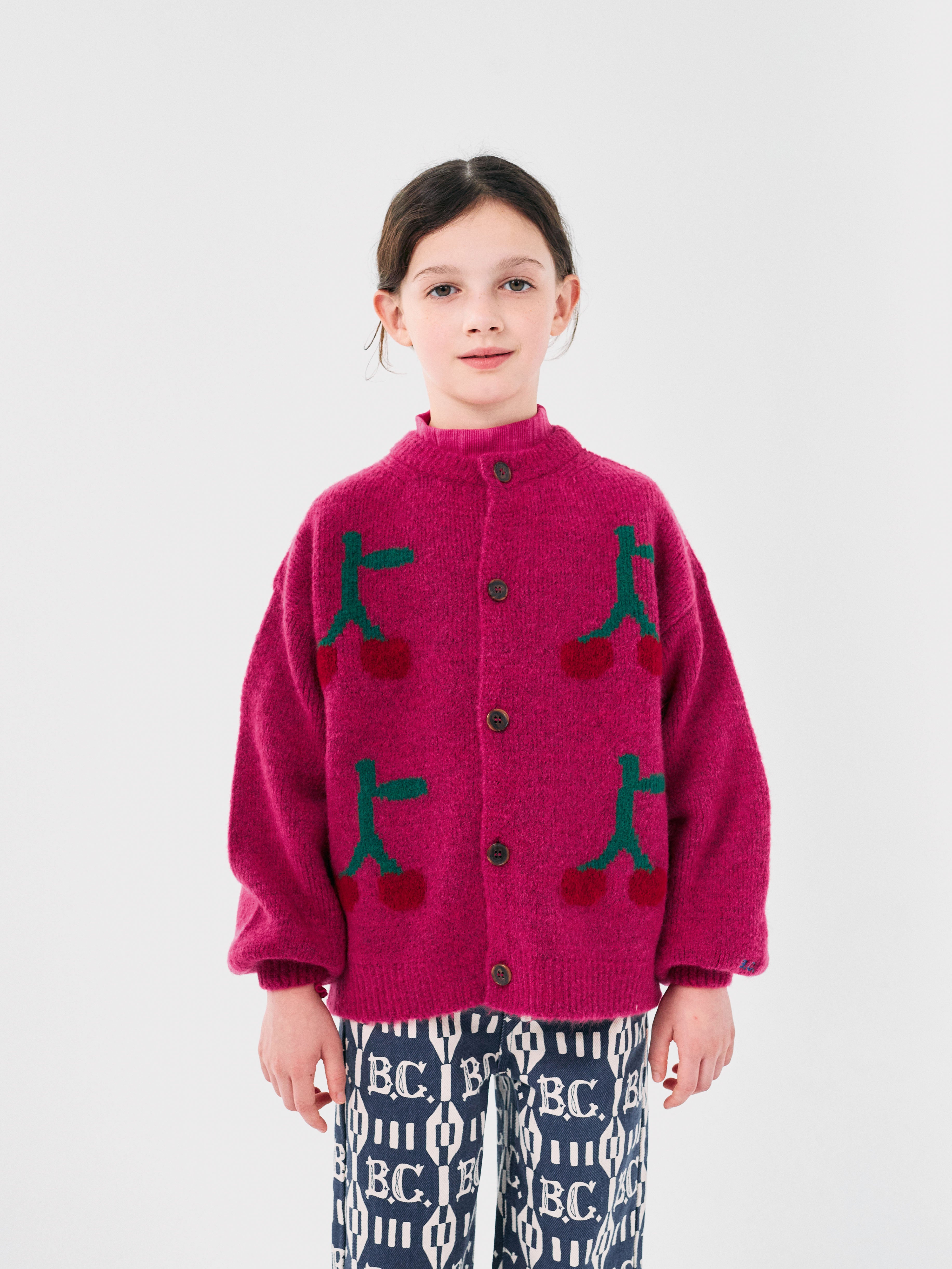 Cardigan Bobo con intarsio Cherry