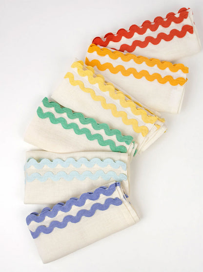 Six colorful napkins