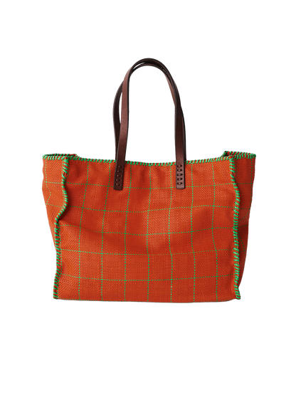 Leather Check Tote