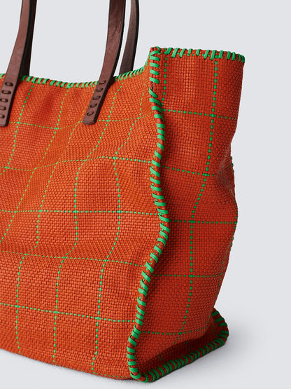 Leather Check Tote