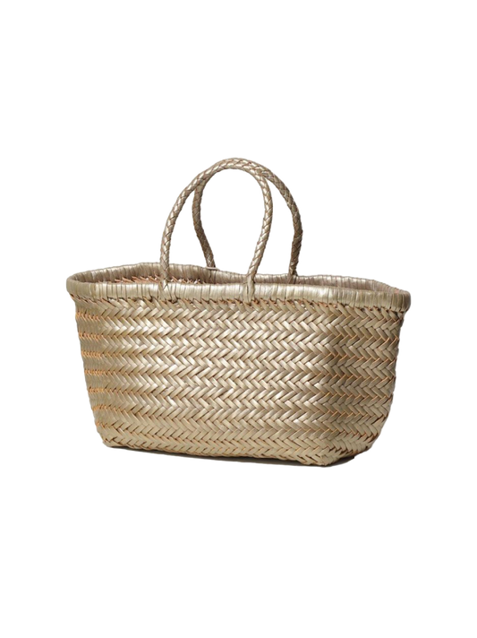 Triple Jump handwoven leather basket