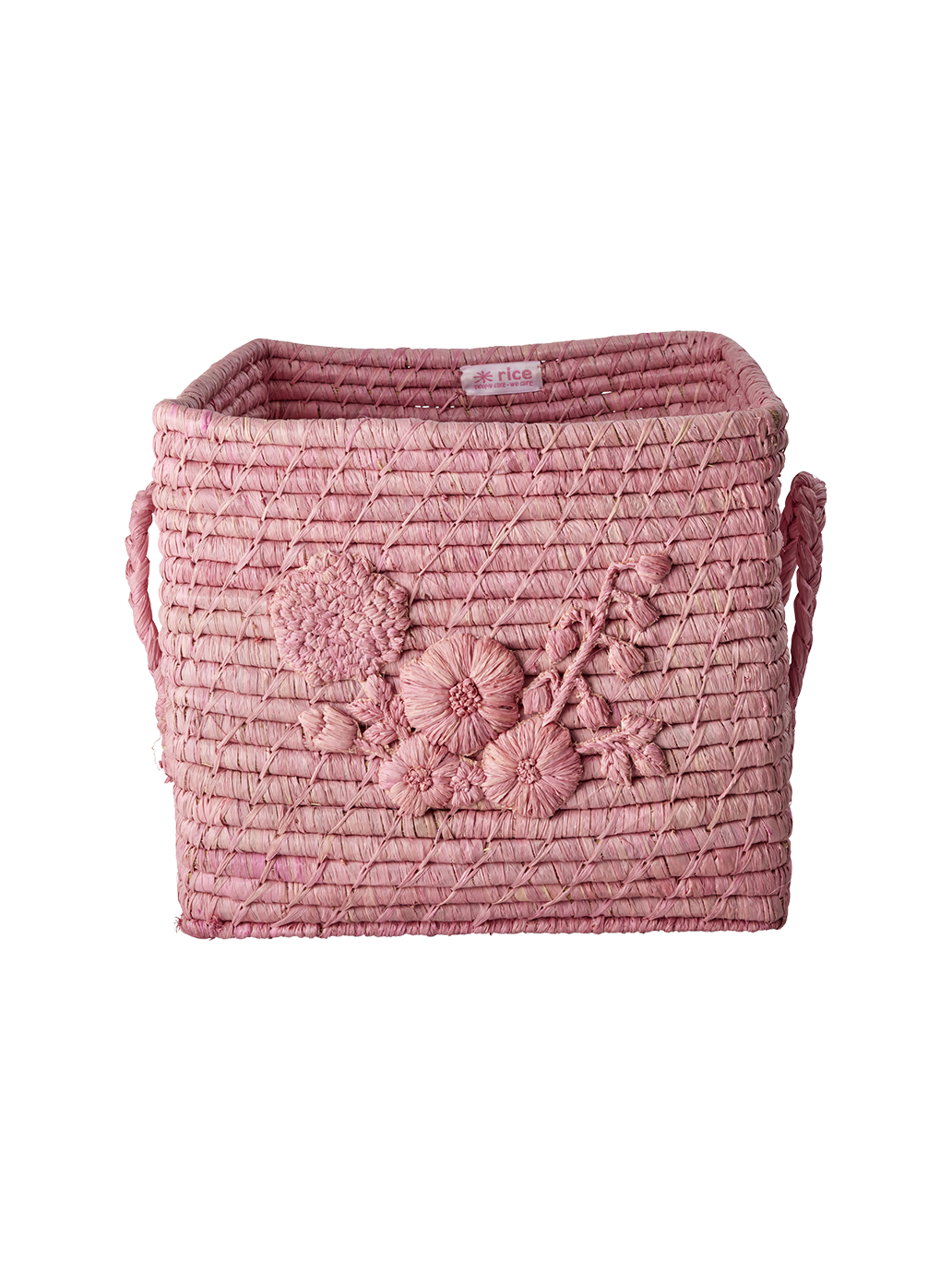 Flower embroidery raffia storage basket