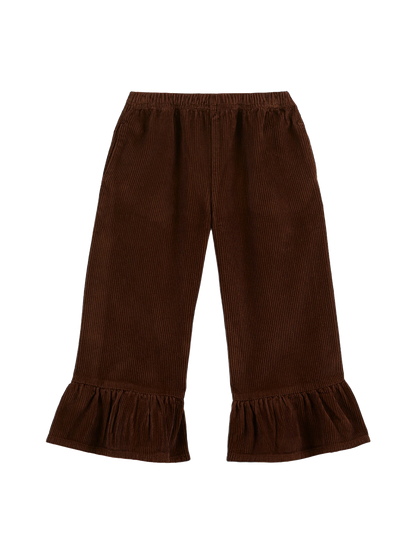 Corduroy flounce trousers