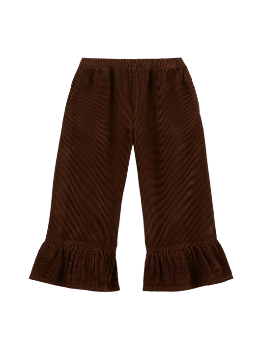 Corduroy flounce trousers