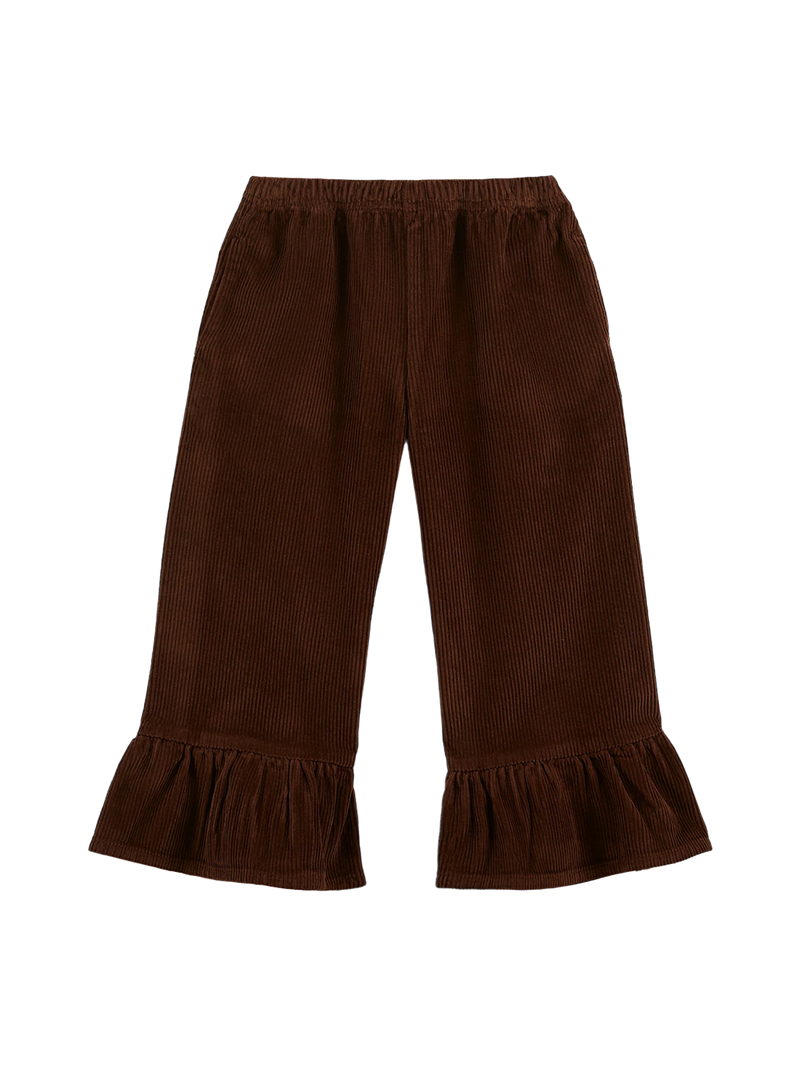 Corduroy flounce trousers